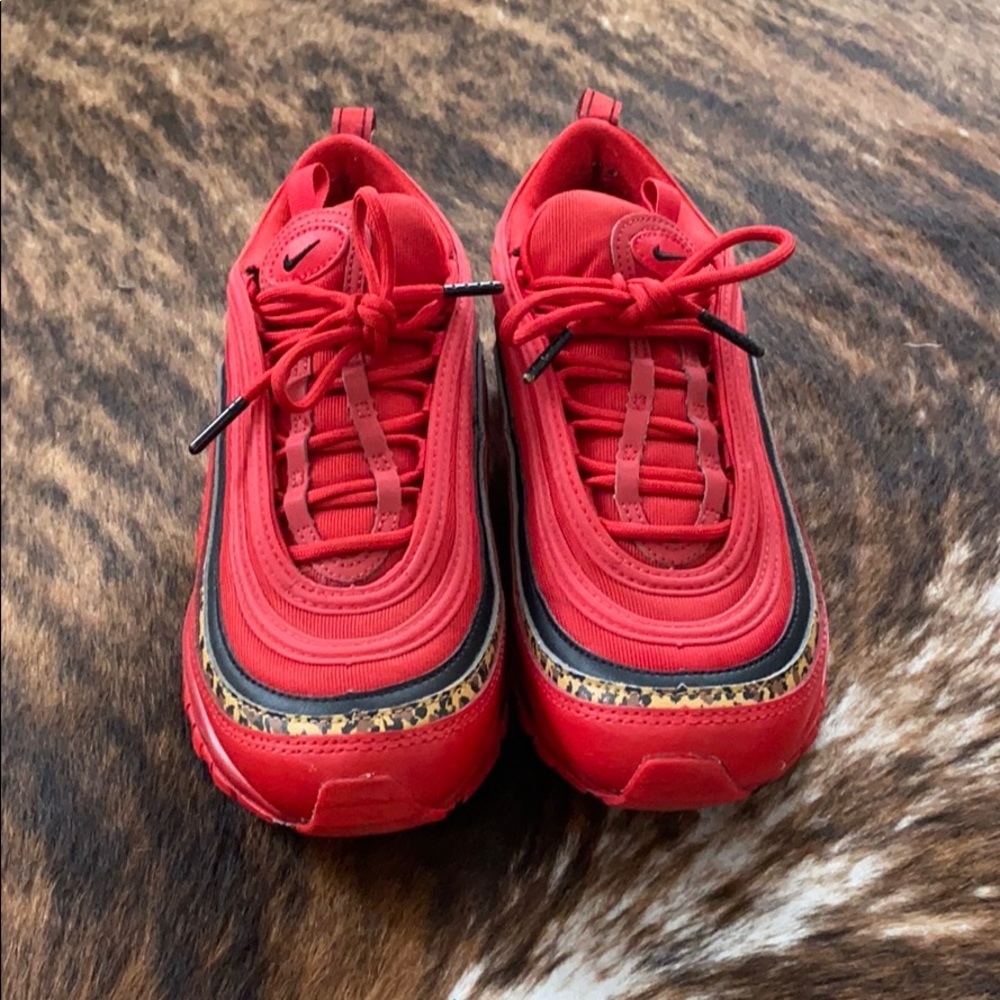 RED Nike air max 97s with leopard detail 7.5